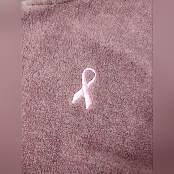 Breast cancer awareness deep mauve color pullover with lettuce hems, size XL - Picture 7 of 9